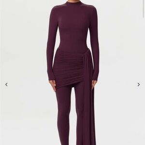 naked wardrobe Plum Long-Sleeve Skirt Set